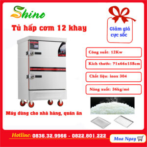 Tủ nấu cơm, hấp giò chả, hấp xúc xích, hấp thực phẩm đa năng 4 KHAY MINI